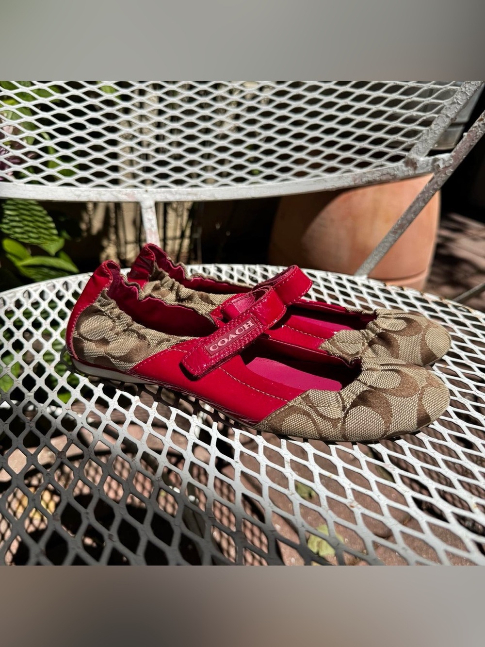 Hot Pink Coach Monogramed Flats